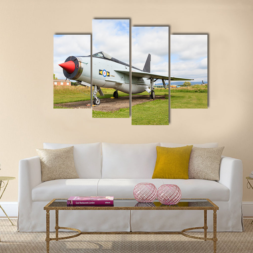 English Electric Lightning F53 ZF583 is seen at Solway Aviation Museum multi panel canvas wall art