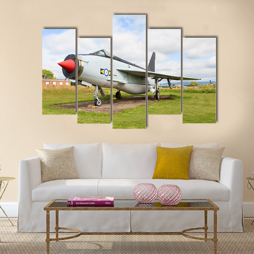 English Electric Lightning F53 ZF583 is seen at Solway Aviation Museum multi panel canvas wall art