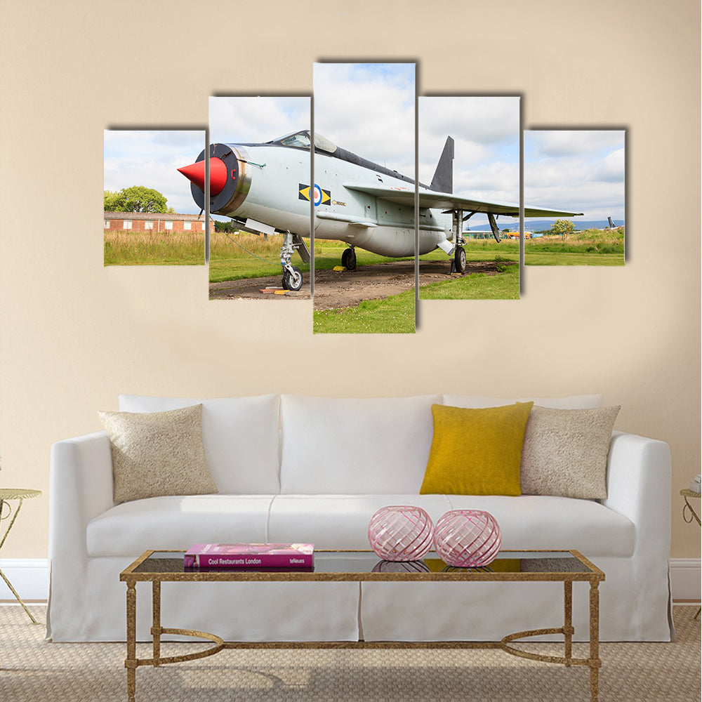 English Electric Lightning F53 ZF583 is seen at Solway Aviation Museum multi panel canvas wall art