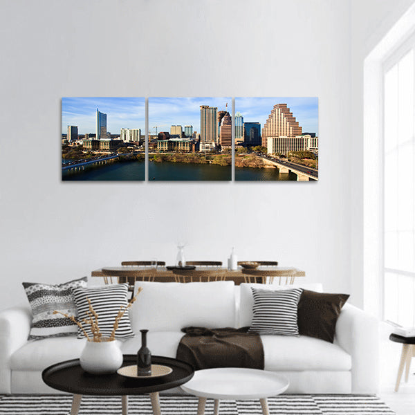 Nice clear day by the lake in downtown Austin Texas panoramic canvas wall art