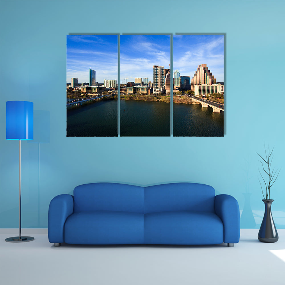 A nice clear day by the lake in downtown Austin Texas multi panel canvas wall art