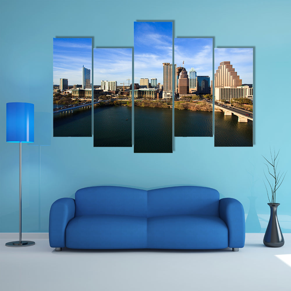 A nice clear day by the lake in downtown Austin Texas multi panel canvas wall art
