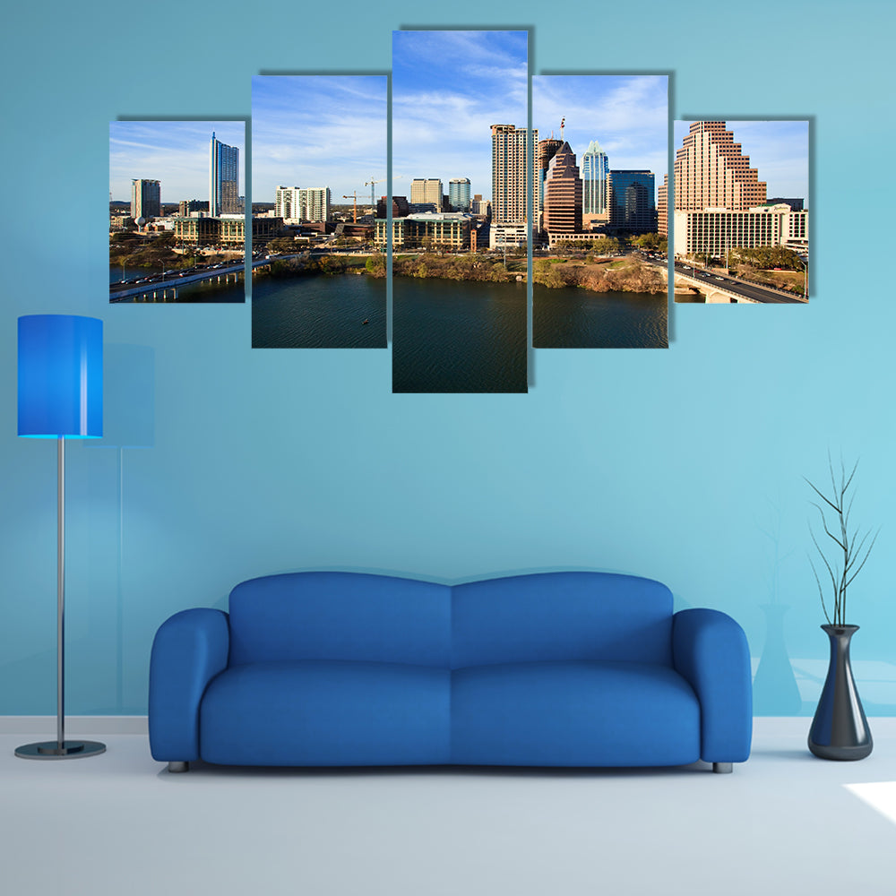 A nice clear day by the lake in downtown Austin Texas multi panel canvas wall art