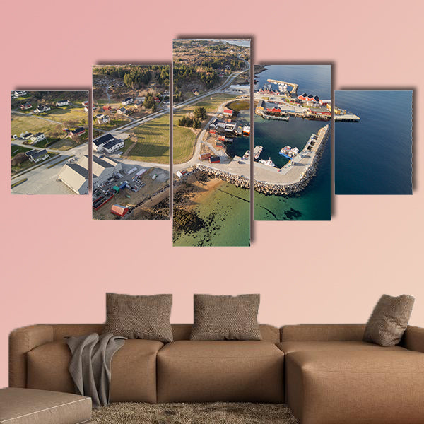 Small Norwegian island multi panel canvas wall art