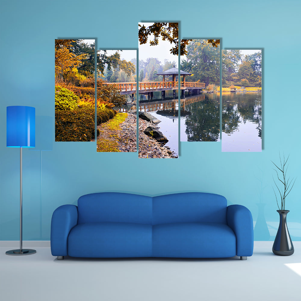 Most beautiful view of Japanese garden multi panel canvas wall art