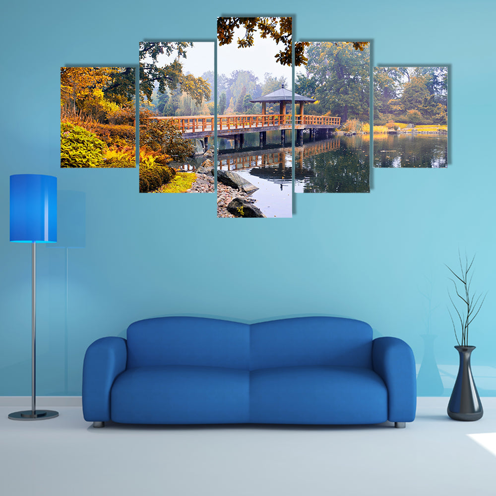 Most beautiful view of Japanese garden multi panel canvas wall art