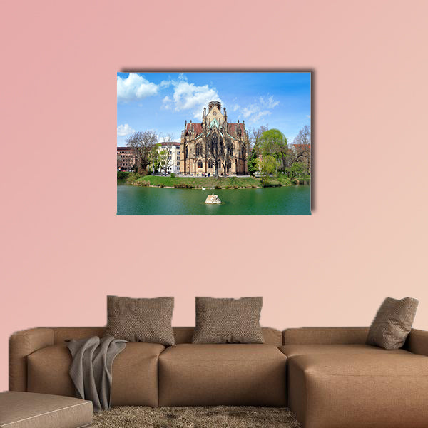 Gothic Johannes church in Stuttgart, Germany multi panel canvas wall art