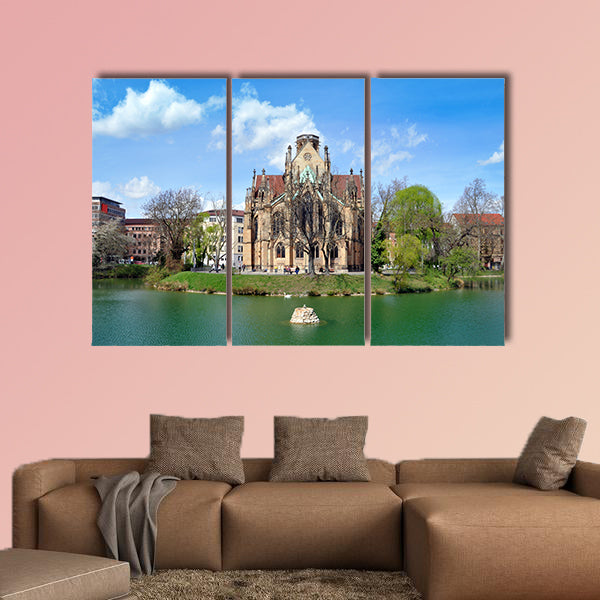 Gothic Johannes church in Stuttgart, Germany multi panel canvas wall art