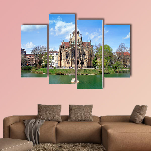 Gothic Johannes church in Stuttgart, Germany multi panel canvas wall art