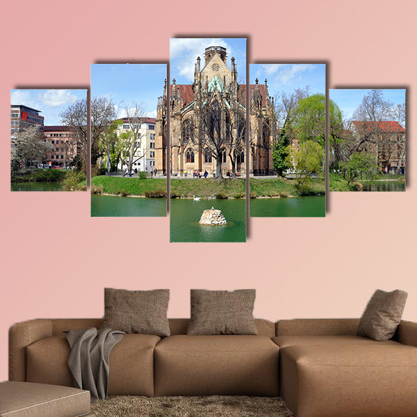 Gothic Johannes church in Stuttgart, Germany multi panel canvas wall art