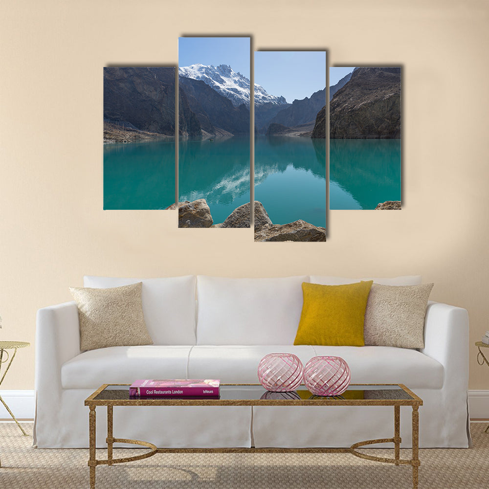 Beautiful Attabad lake with mountain reflection, multi panel canvas wall art