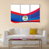 Flag of Belize, blue with red stripes and emblem Multi panel canvas wall art