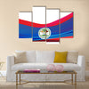 Flag of Belize, blue with red stripes and emblem Multi panel canvas wall art