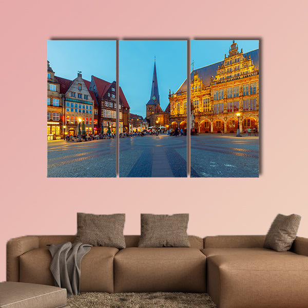 Bremen. The central market square, Town Hall multi panel canvas wall art