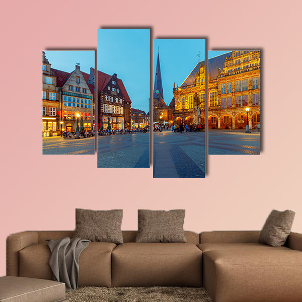 Bremen. The central market square, Town Hall multi panel canvas wall art