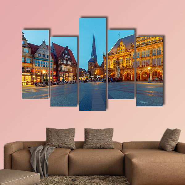 Bremen. The central market square, Town Hall multi panel canvas wall art