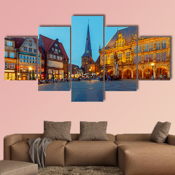 Bremen. The central market square, Town Hall multi panel canvas wall art