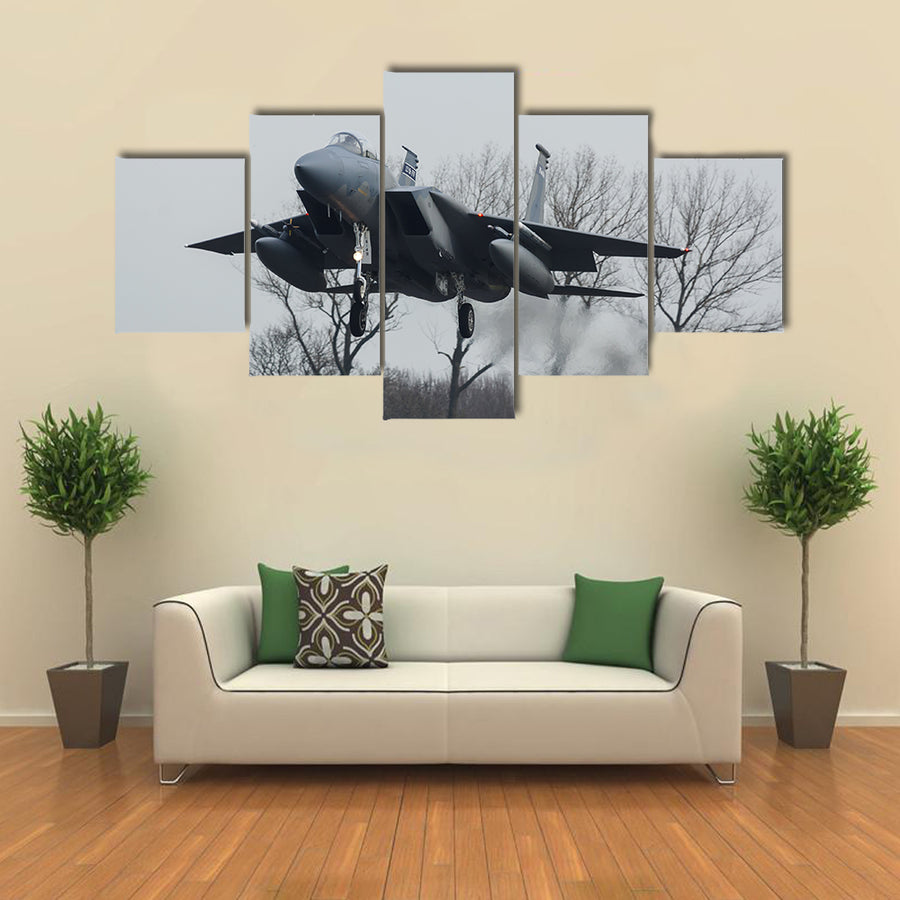 F-16 Eagle is the strongest jet airplane of the American air force Multi Panel Canvas Wall Art