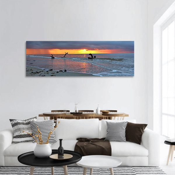 Amazing sunset in African Congo panoramic canvas wall art