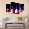 Beautiful colorful water and light show, blurry fountain multi panel canvas wall art