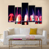 Beautiful colorful water and light show, blurry fountain multi panel canvas wall art