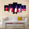 Beautiful colorful water and light show, blurry fountain multi panel canvas wall art