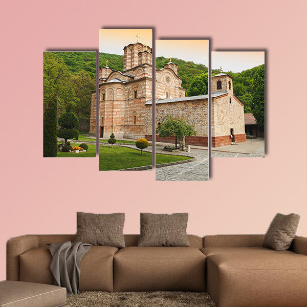 Serbian Orthodox Monastery Ravanica and church in Serbia multi panel canvas wall art