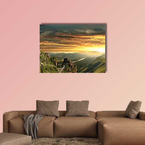 Sunset in the Altai Mountains Multi panel canvas wall art