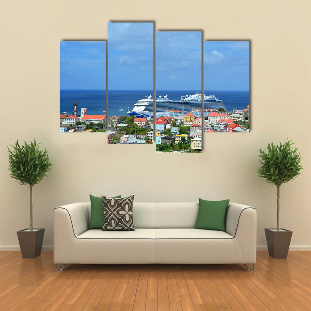 Royal Princess Ship in Saint George port, Royal Princess is operated Cruises line Multi panel canvas wall art