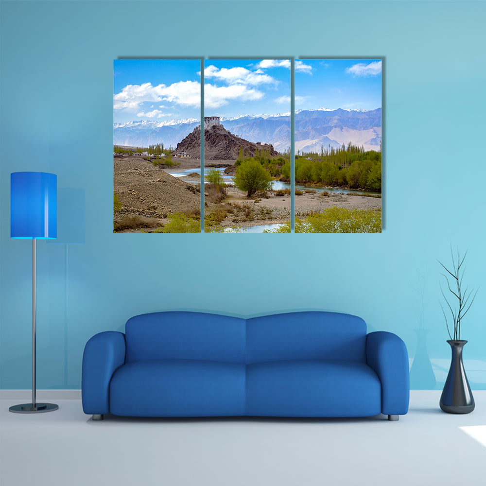 Stakna monastery with view of Himalayan mountains in Leh-Ladakh, India multi panel canvas wall art
