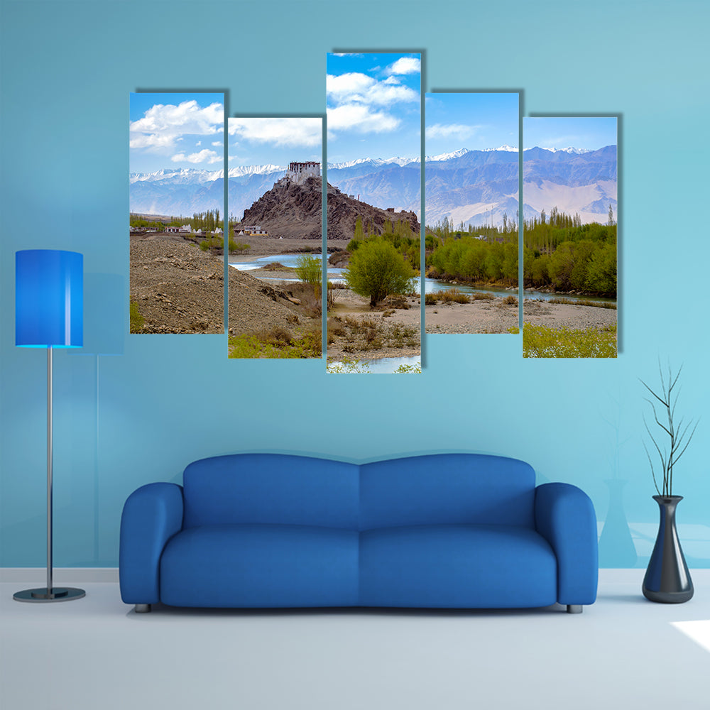 Stakna monastery with view of Himalayan mountains in Leh-Ladakh, India multi panel canvas wall art