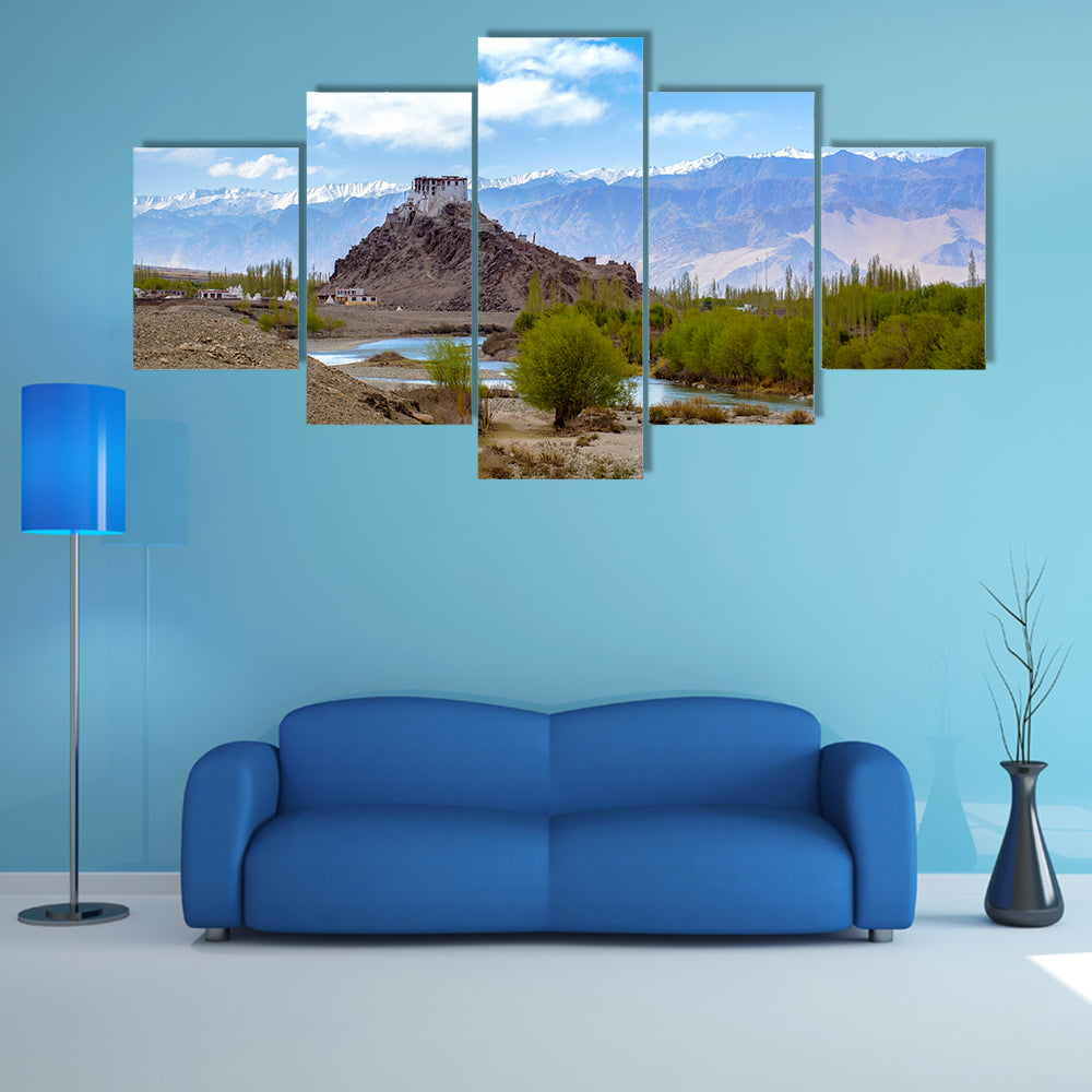 Stakna monastery with view of Himalayan mountains in Leh-Ladakh, India multi panel canvas wall art