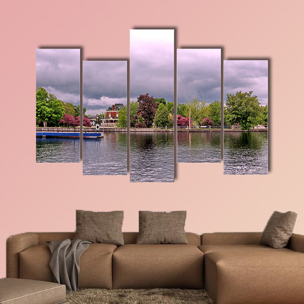 Rideau Canal in Smiths Falls, Canada, May 18, 2008 Multi panel canvas wall art