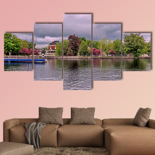 Rideau Canal in Smiths Falls, Canada, May 18, 2008 Multi panel canvas wall art