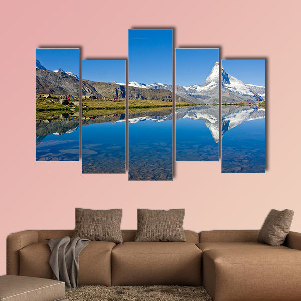 Mass tourism at the Matterhorn multi panel canvas wall art