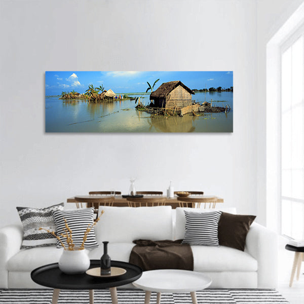 Village Bangladesh panoramic canvas wall art