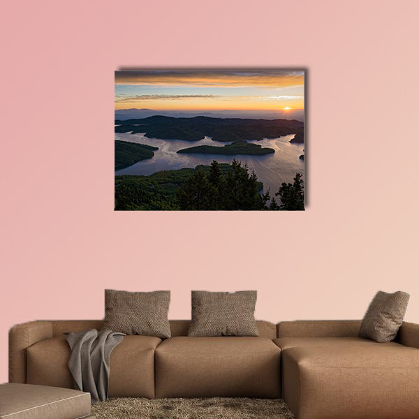 Sunrise at the Plastiras artificial lake in Thessaly, Greece Multi panel canvas wall art