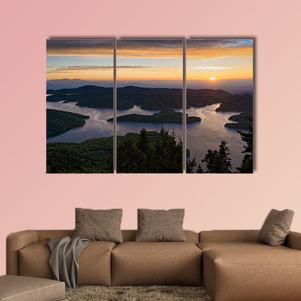 Sunrise at the Plastiras artificial lake in Thessaly, Greece Multi panel canvas wall art