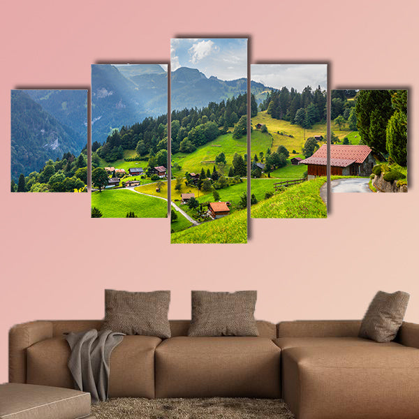 Beautiful outdoor scene in Swiss Alps, Bernese Oberland in the canton of Bern, Switzerland, Europe Multi panel canvas wall art