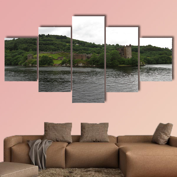Urquhart Castle, on the Loch Ness lake, Scotland Multi panel canvas wall art