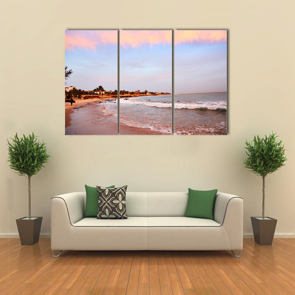 Palm trees on one of the beaches of somone, in the coastal region of Mbour, Senegal Multi Panel Canvas Wall Art