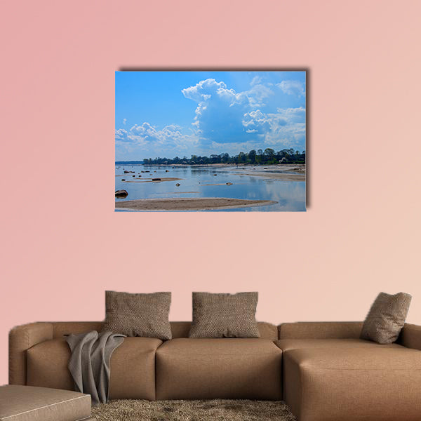The Baltic Sea coast with swans Mersrags Multi panel canvas wall art