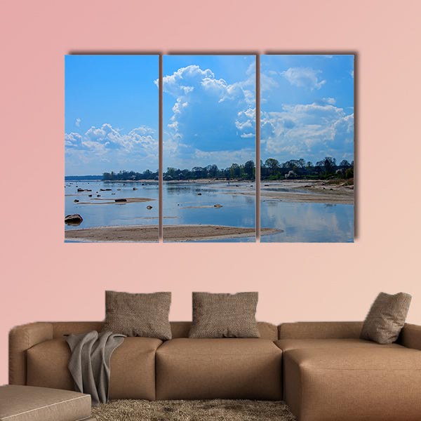 The Baltic Sea coast with swans Mersrags Multi panel canvas wall art
