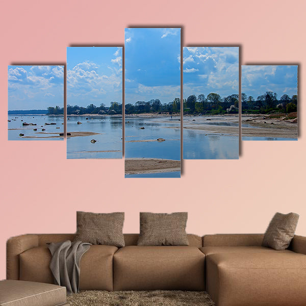 The Baltic Sea coast with swans Mersrags Multi panel canvas wall art