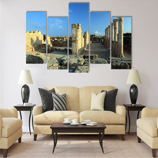 Temple columns. Kato Paphos Archaeological Park Multi Panel Canvas Wall Art