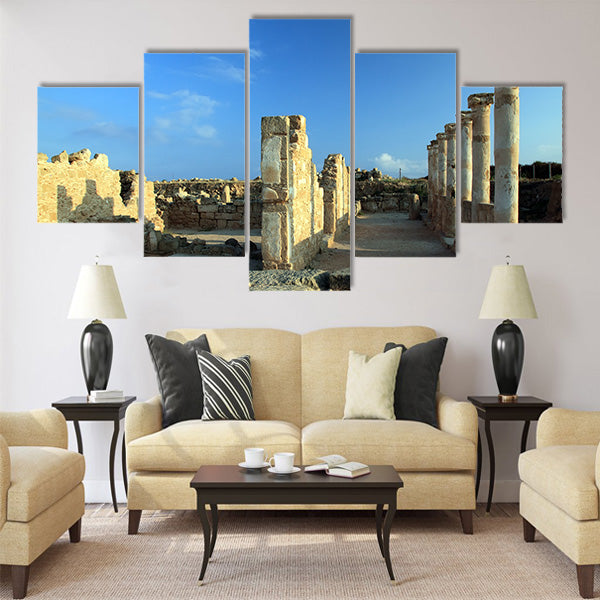 Temple columns. Kato Paphos Archaeological Park Multi Panel Canvas Wall Art