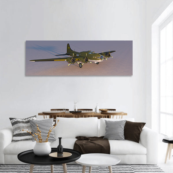 Propeller fighter panoramic canvas wall art