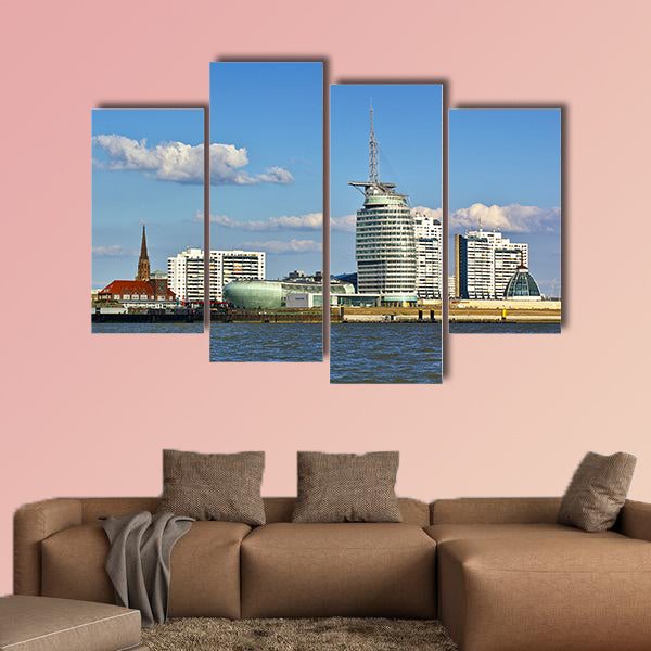 Waterfront and skyline of Bremerhaven multi panel canvas wall art