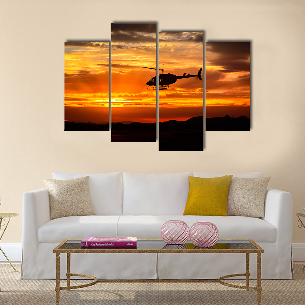 Bell 206 at sunset multi panel canvas wall art