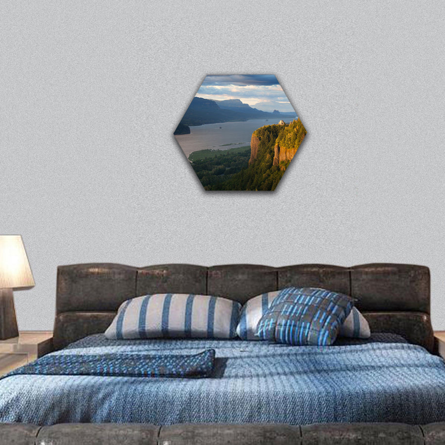 Columbia River and the Gorge hexagonal canvas wall art
